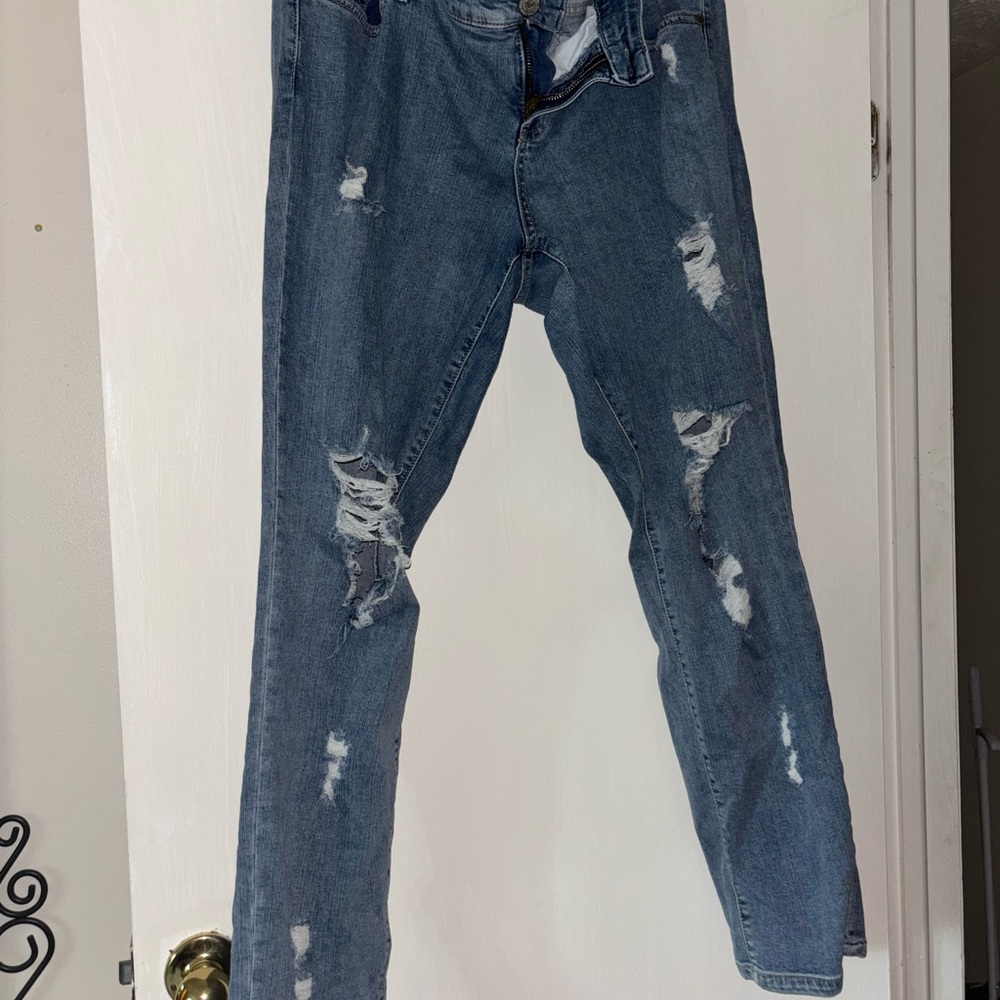 Torrid Distressed Skinny Jeans in Blue